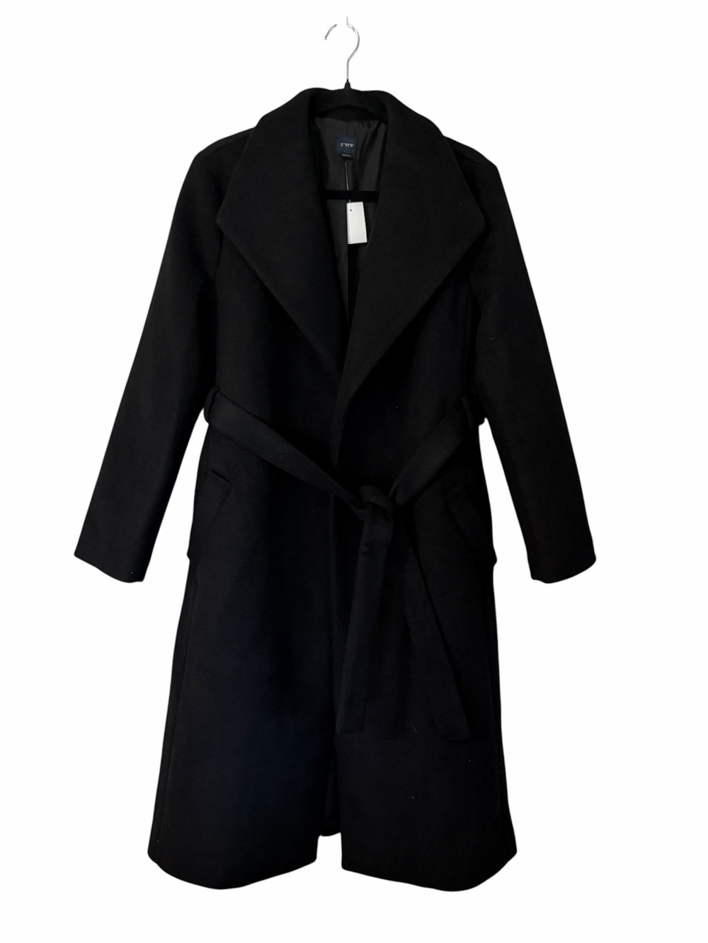 J. Crew Women’s Black Long Sleeve Belted Wrap Coat Size 10 NWT
